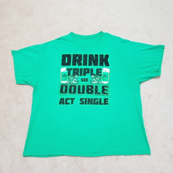 Irish Drinking Shirt St. Patrick's Day Green 100% Cotton Unisex Size Fits 2XL - Picture 1 of 7